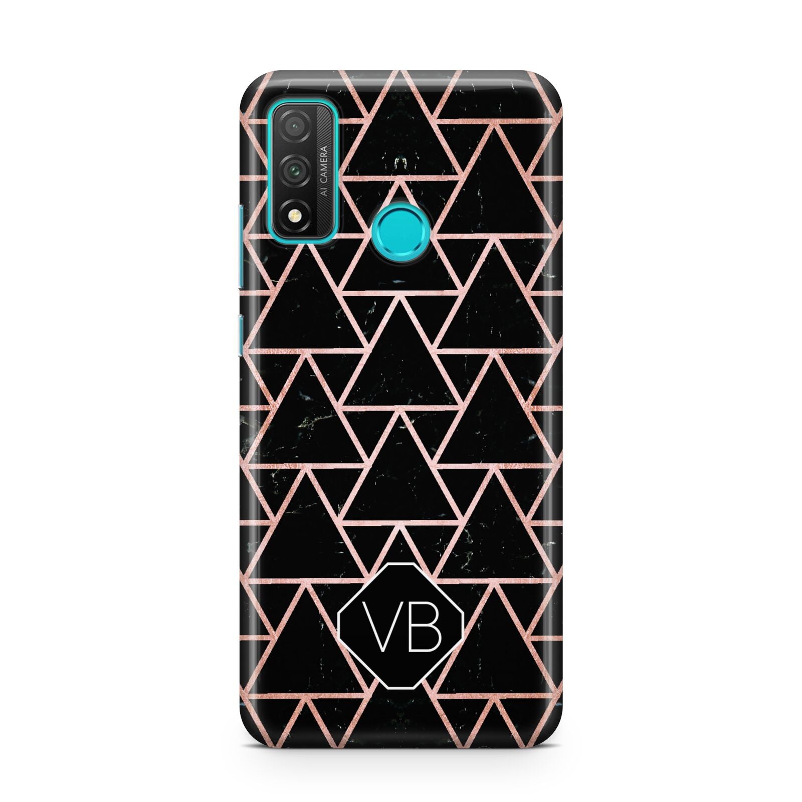 Personalised Rose Gold Triangle Marble Huawei P Smart 2020