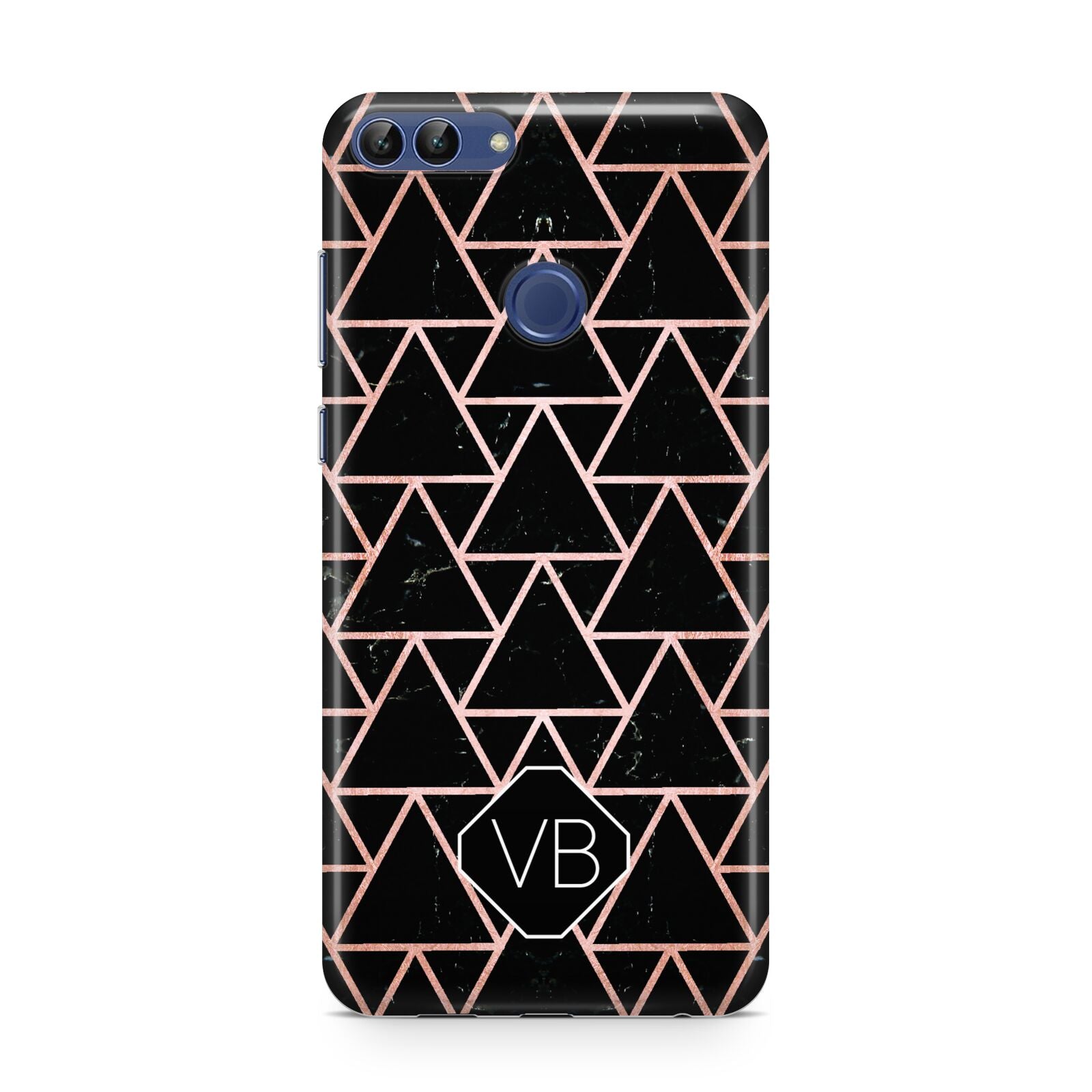 Personalised Rose Gold Triangle Marble Huawei P Smart Case