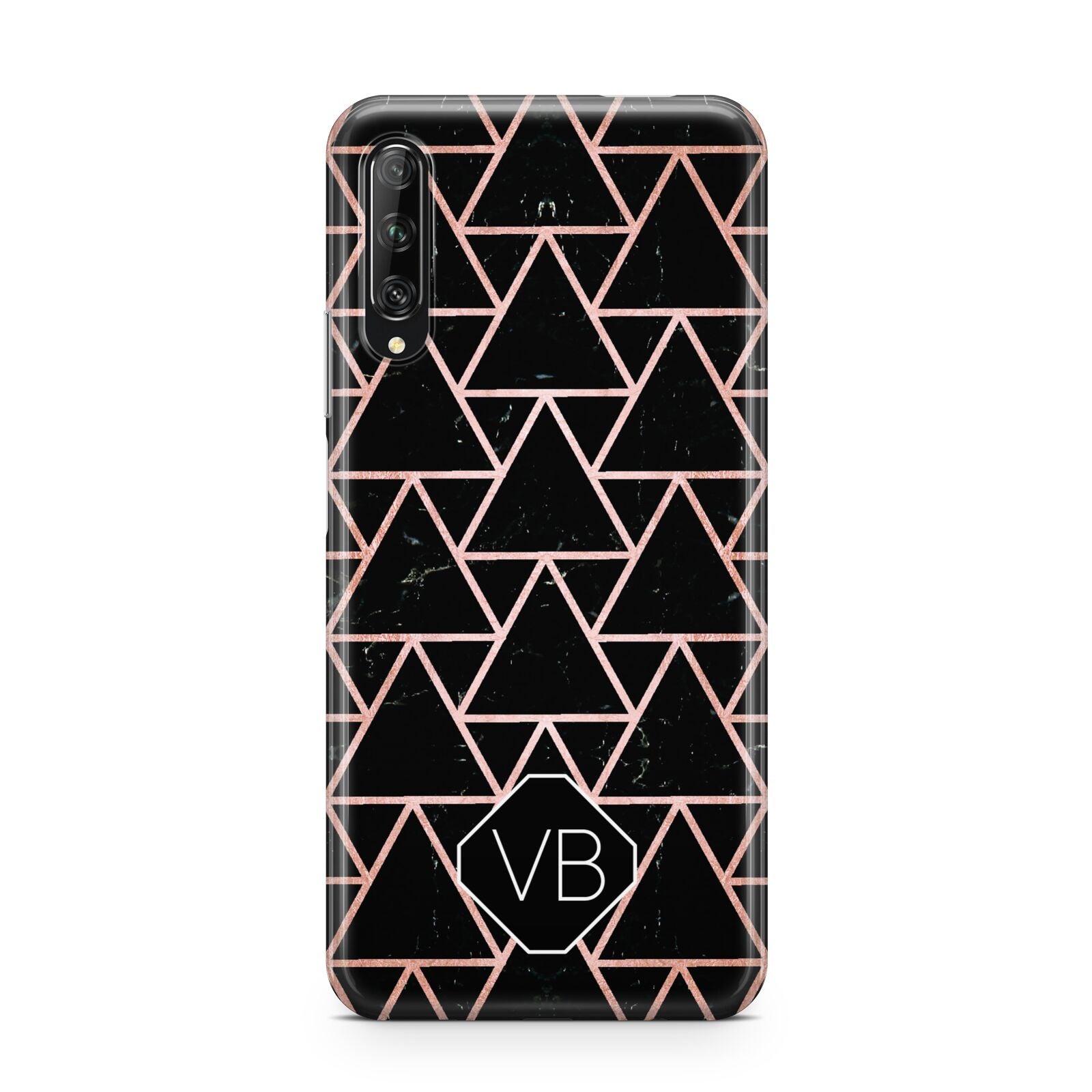 Personalised Rose Gold Triangle Marble Huawei P Smart Pro 2019