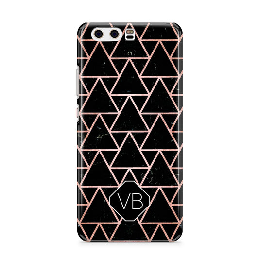 Personalised Rose Gold Triangle Marble Huawei P10 Phone Case