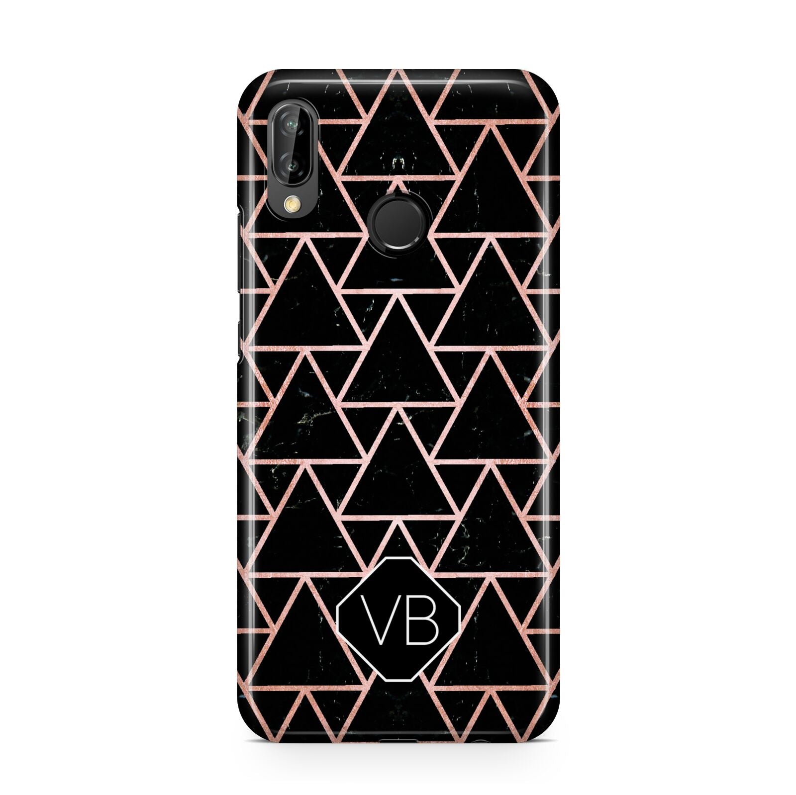 Personalised Rose Gold Triangle Marble Huawei P20 Lite Phone Case