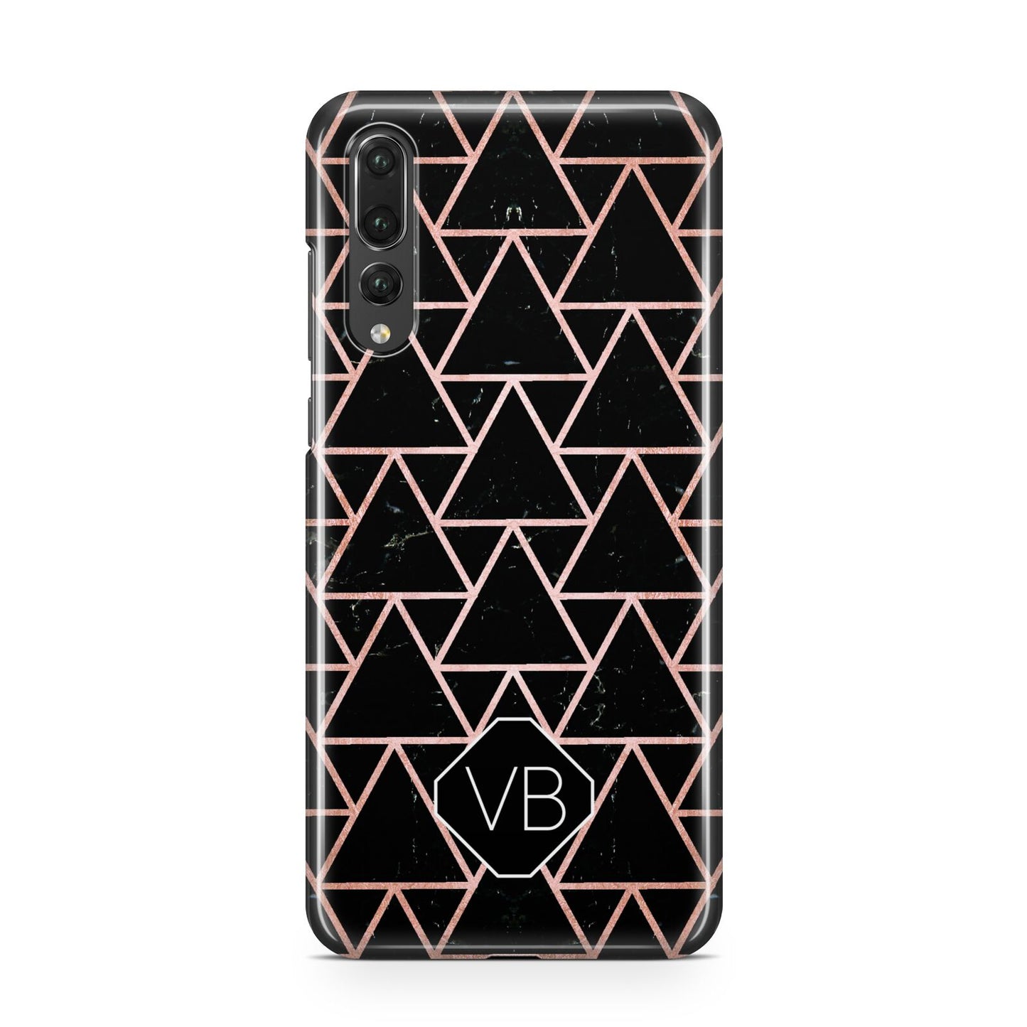 Personalised Rose Gold Triangle Marble Huawei P20 Pro Phone Case