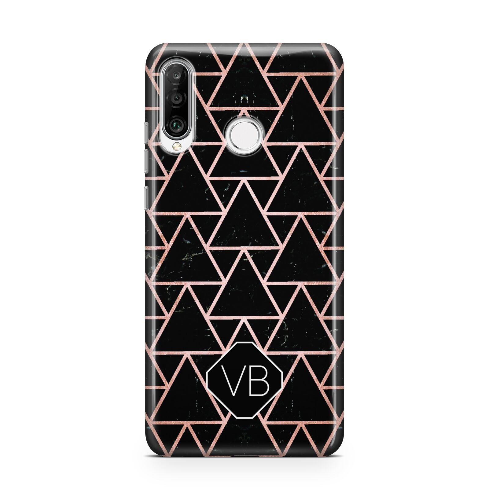 Personalised Rose Gold Triangle Marble Huawei P30 Lite Phone Case