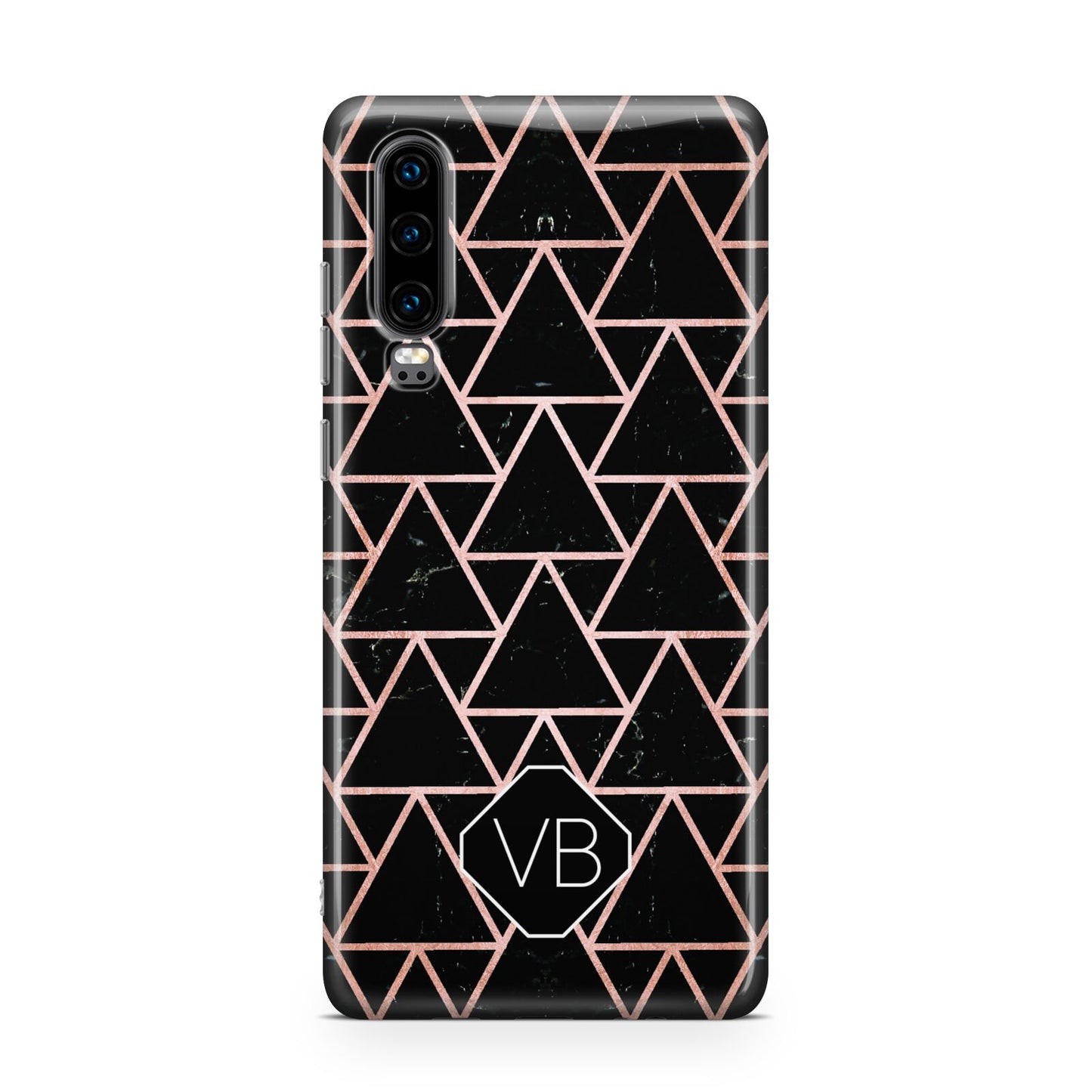 Personalised Rose Gold Triangle Marble Huawei P30 Phone Case