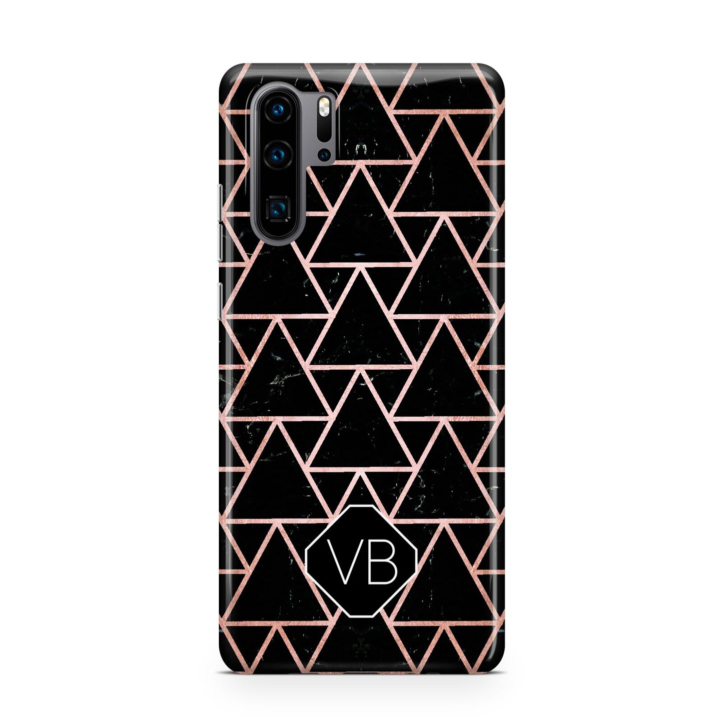Personalised Rose Gold Triangle Marble Huawei P30 Pro Phone Case