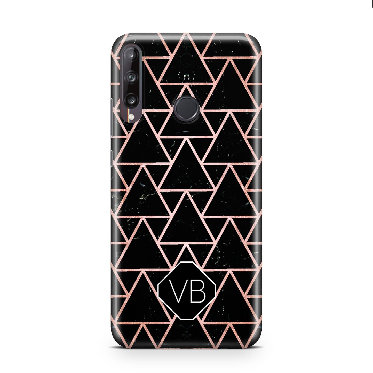 Personalised Rose Gold Triangle Marble Huawei P40 Lite E Phone Case