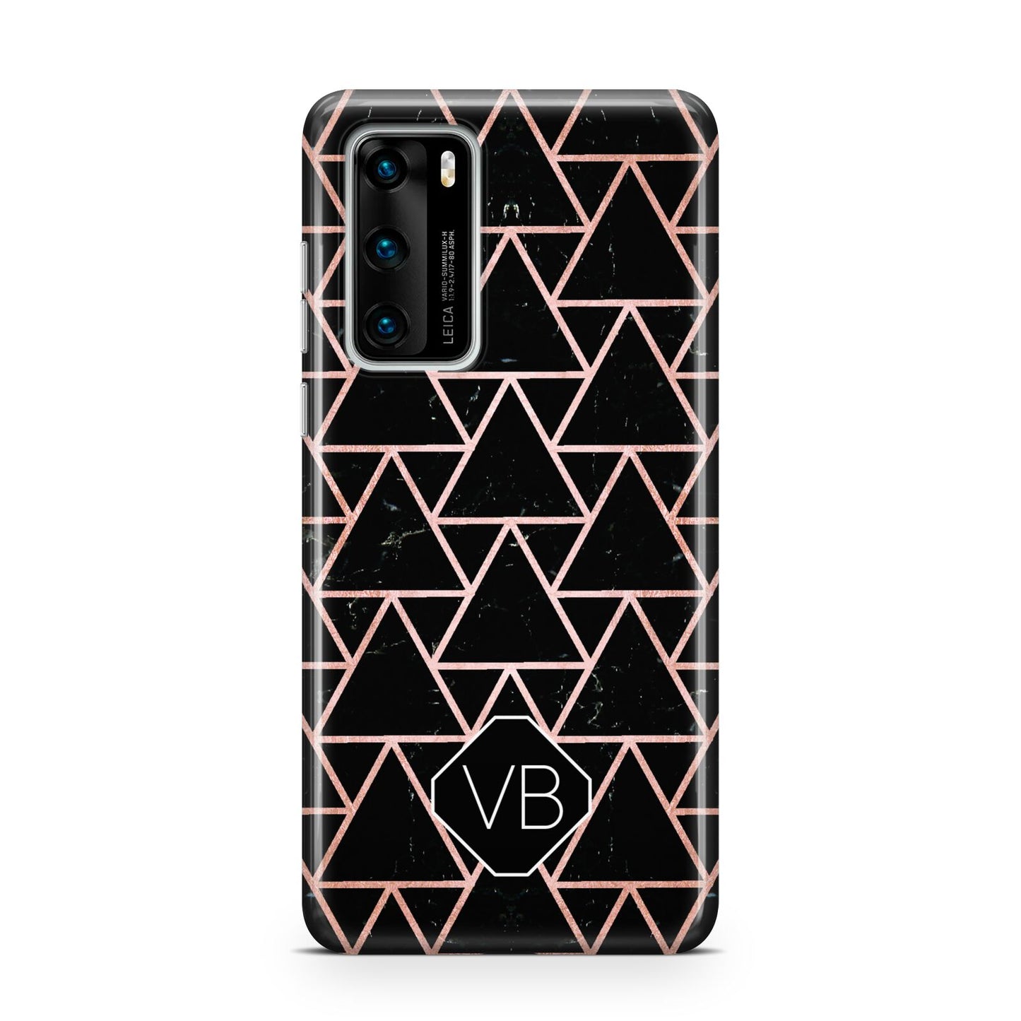 Personalised Rose Gold Triangle Marble Huawei P40 Phone Case