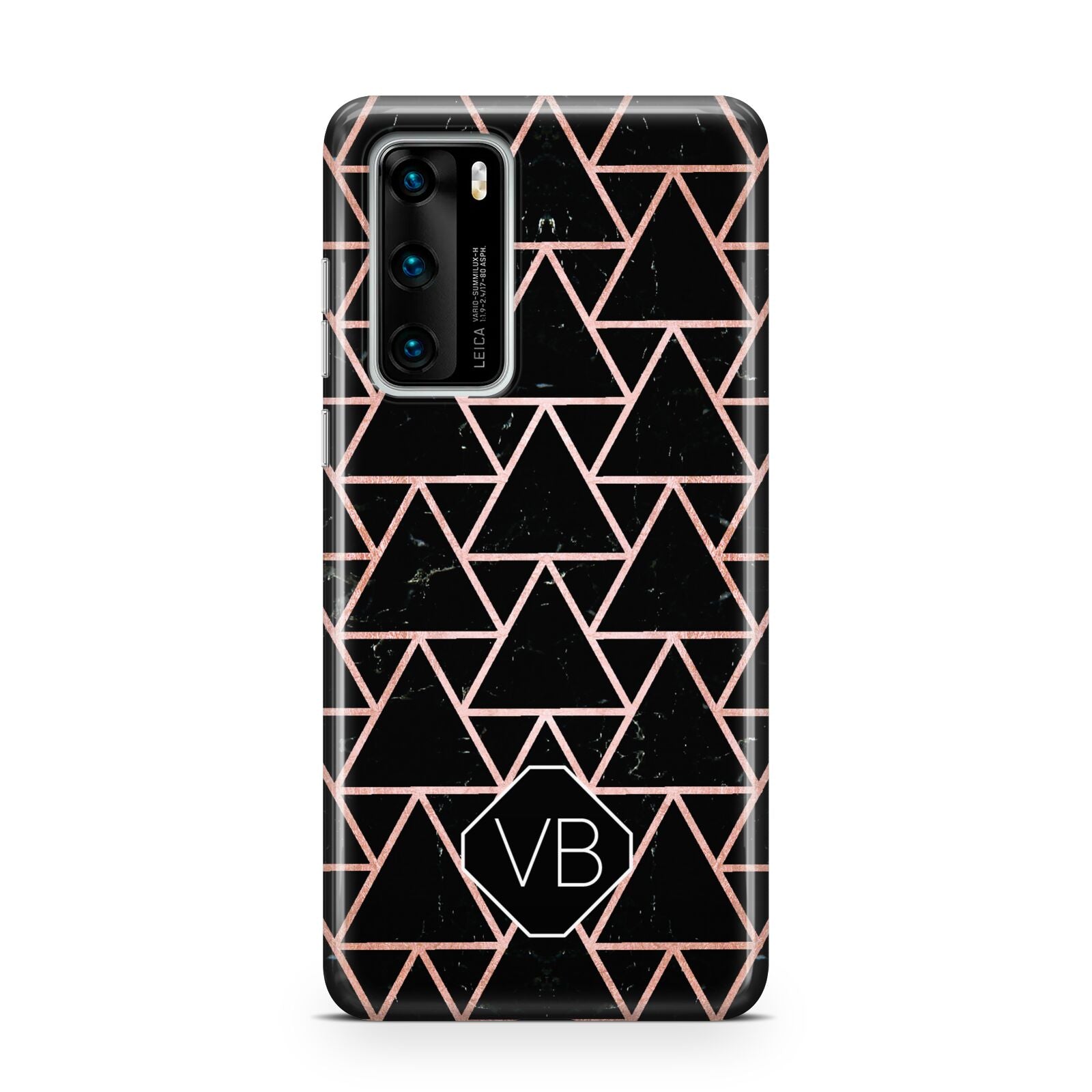 Personalised Rose Gold Triangle Marble Huawei P40 Phone Case