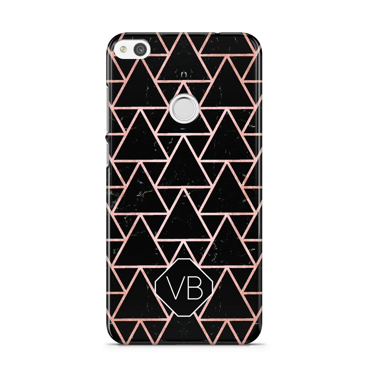 Personalised Rose Gold Triangle Marble Huawei P8 Lite Case