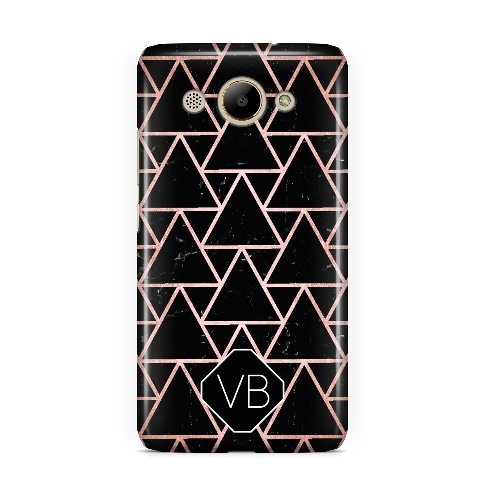 Personalised Rose Gold Triangle Marble Huawei Y3 2017