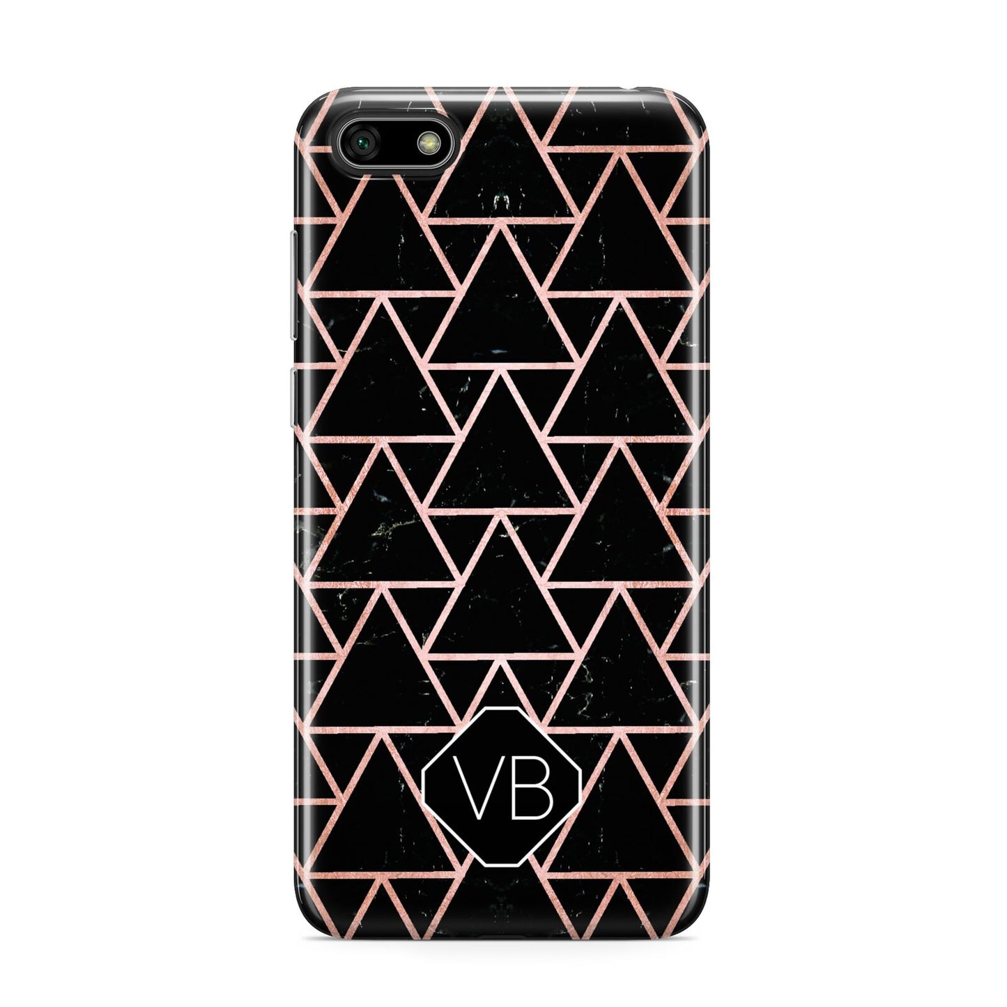 Personalised Rose Gold Triangle Marble Huawei Y5 Prime 2018 Phone Case