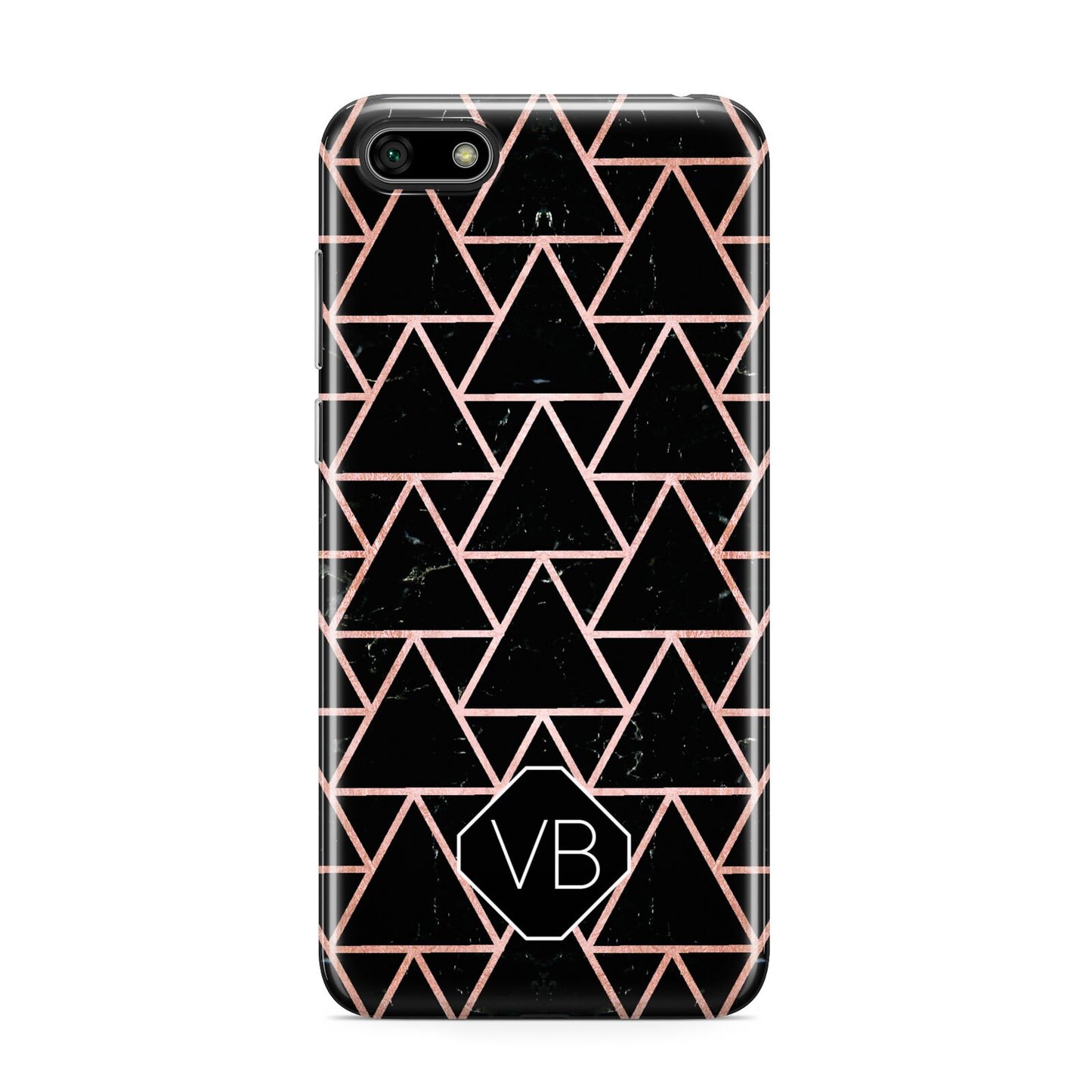 Personalised Rose Gold Triangle Marble Huawei Y5 Prime 2018 Phone Case