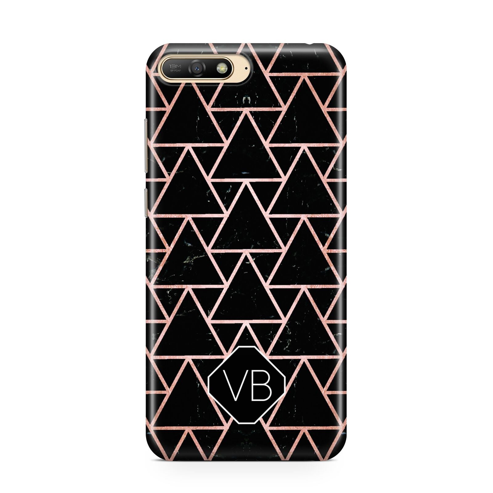 Personalised Rose Gold Triangle Marble Huawei Y6 2018