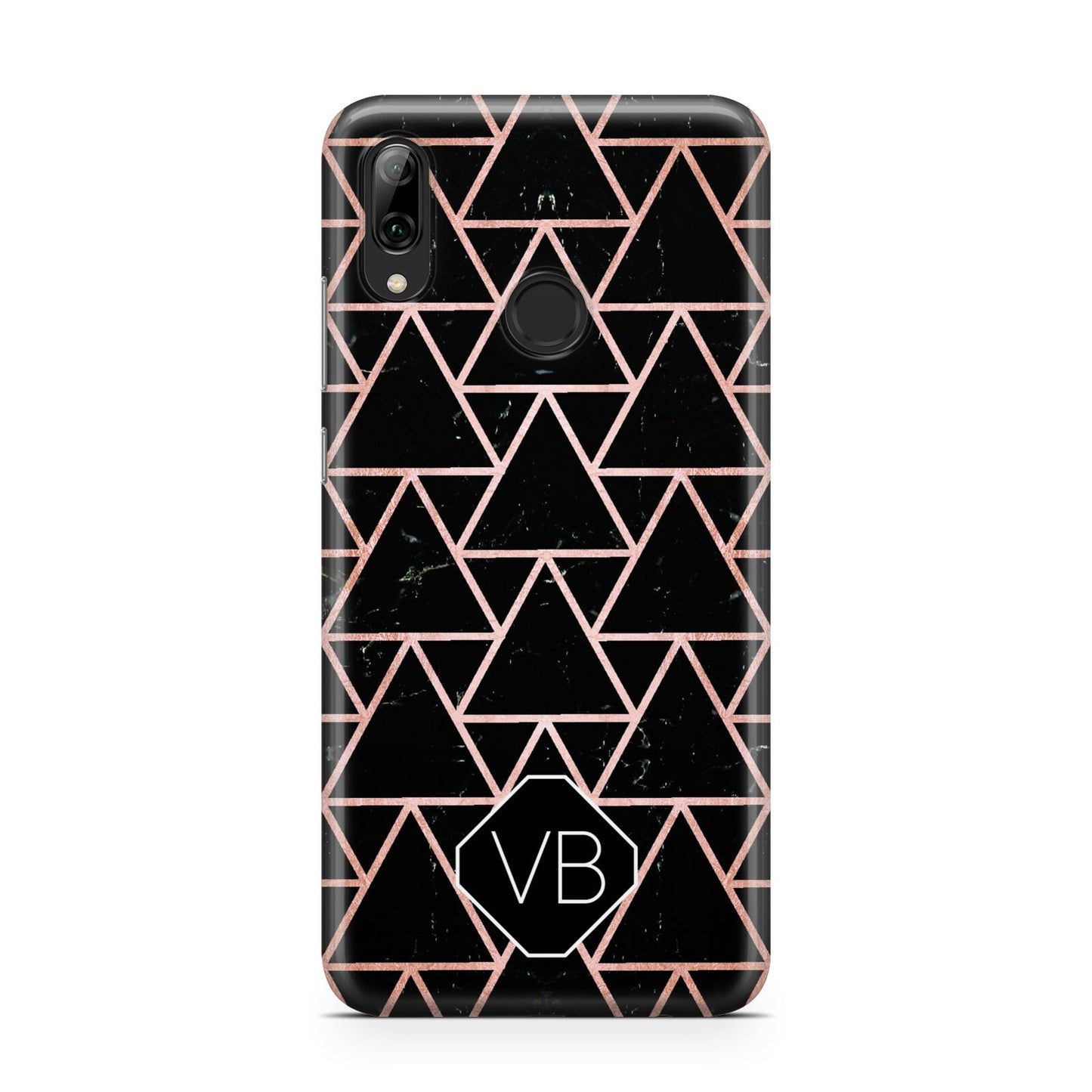Personalised Rose Gold Triangle Marble Huawei Y7 2019