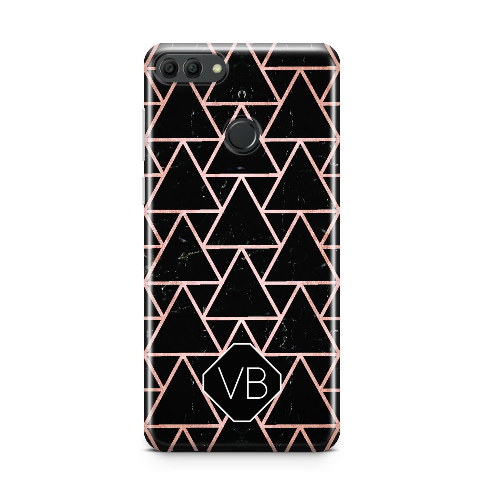 Personalised Rose Gold Triangle Marble Huawei Y9 2018