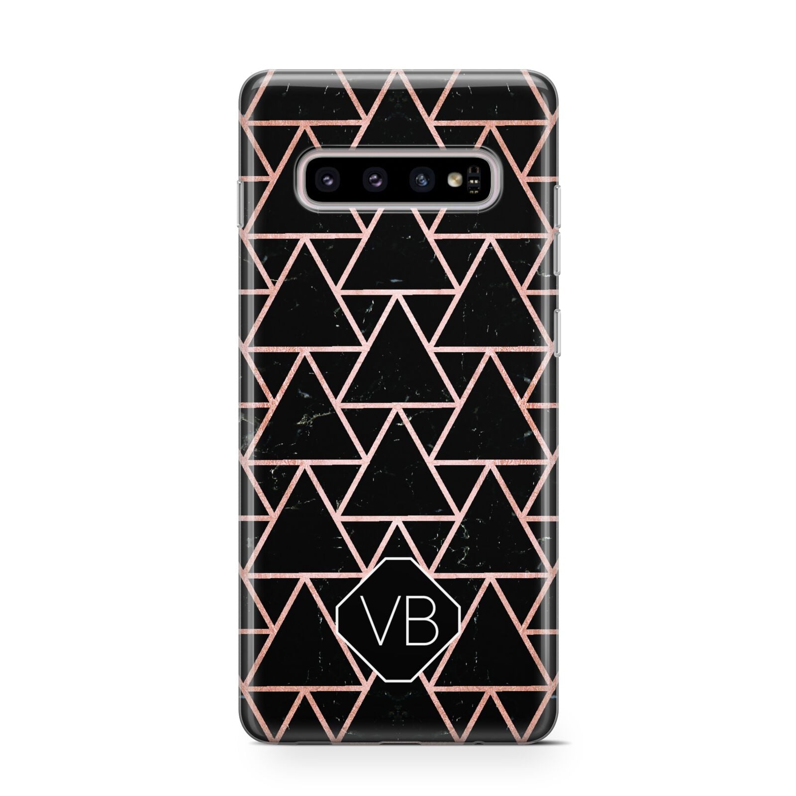 Personalised Rose Gold Triangle Marble Protective Samsung Galaxy Case