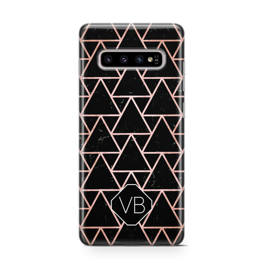 Personalised Rose Gold Triangle Marble Protective Samsung Galaxy Case