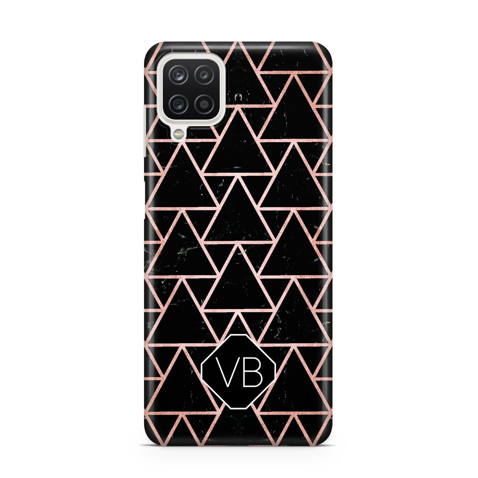 Personalised Rose Gold Triangle Marble Samsung A12 Case