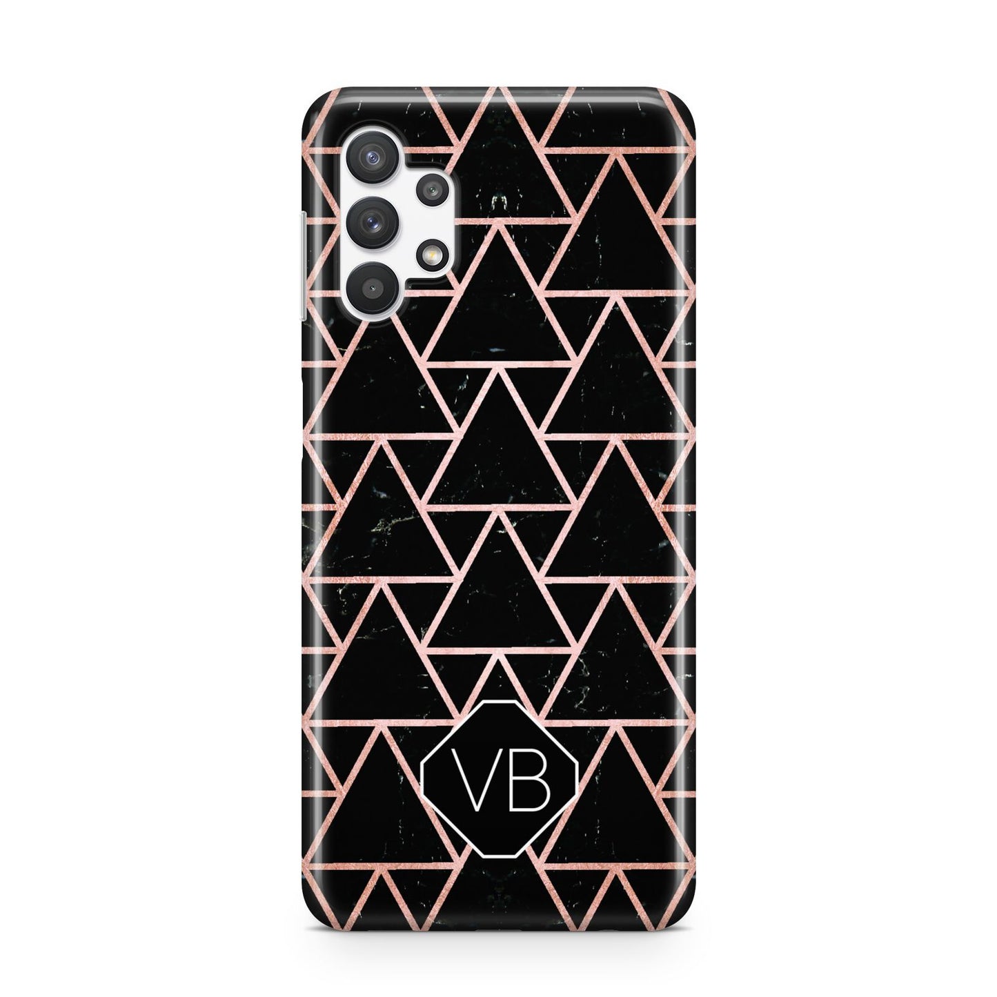 Personalised Rose Gold Triangle Marble Samsung A32 5G Case
