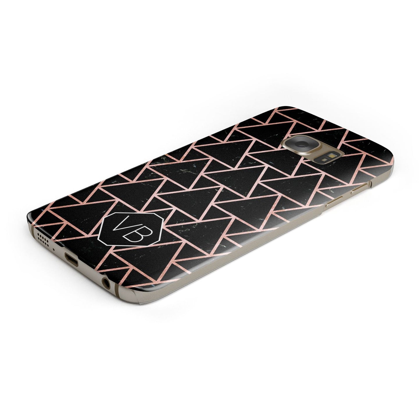 Personalised Rose Gold Triangle Marble Samsung Galaxy Case Bottom Cutout