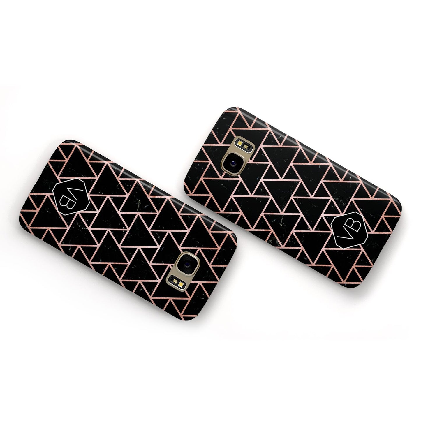Personalised Rose Gold Triangle Marble Samsung Galaxy Case Flat Overview