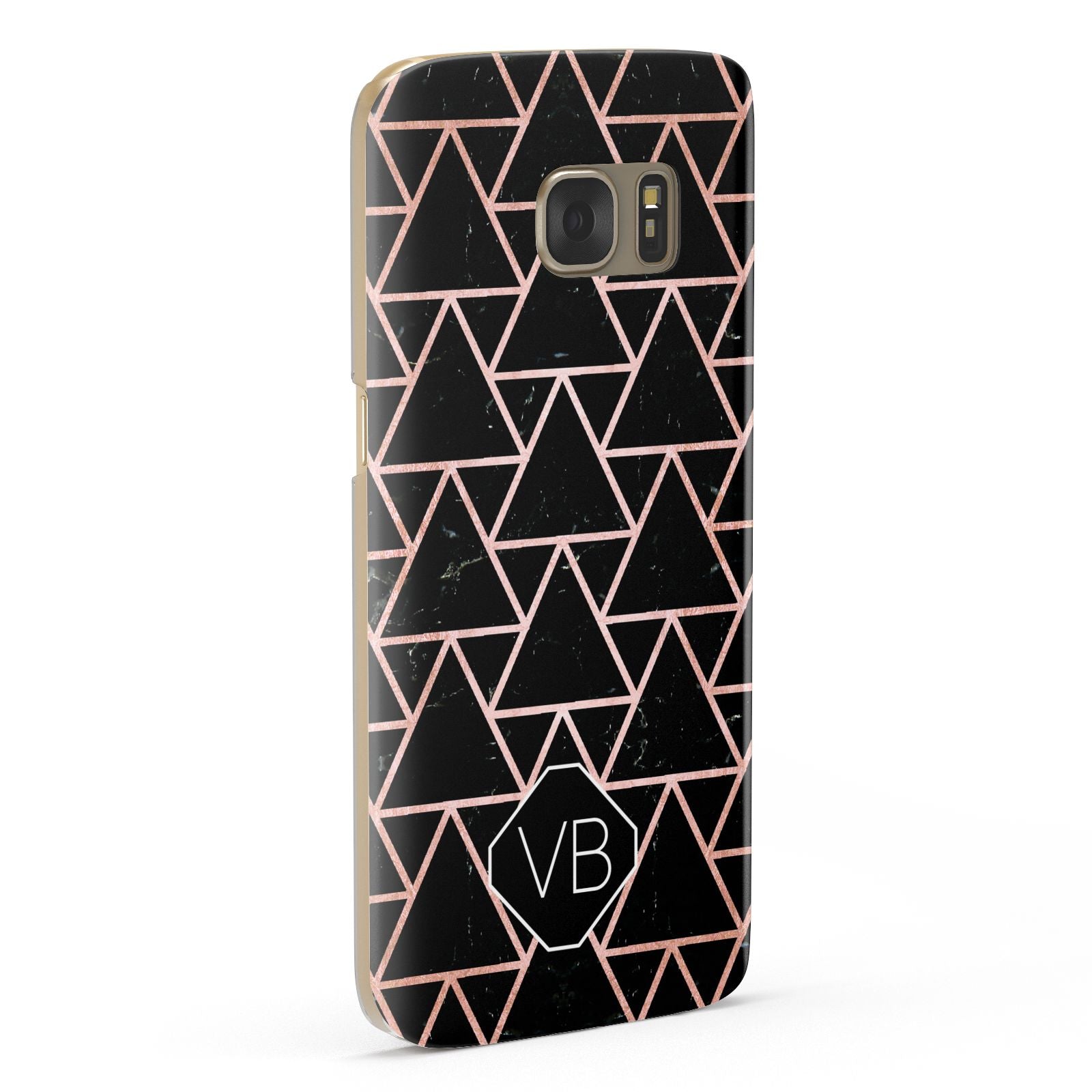 Personalised Rose Gold Triangle Marble Samsung Galaxy Case Fourty Five Degrees