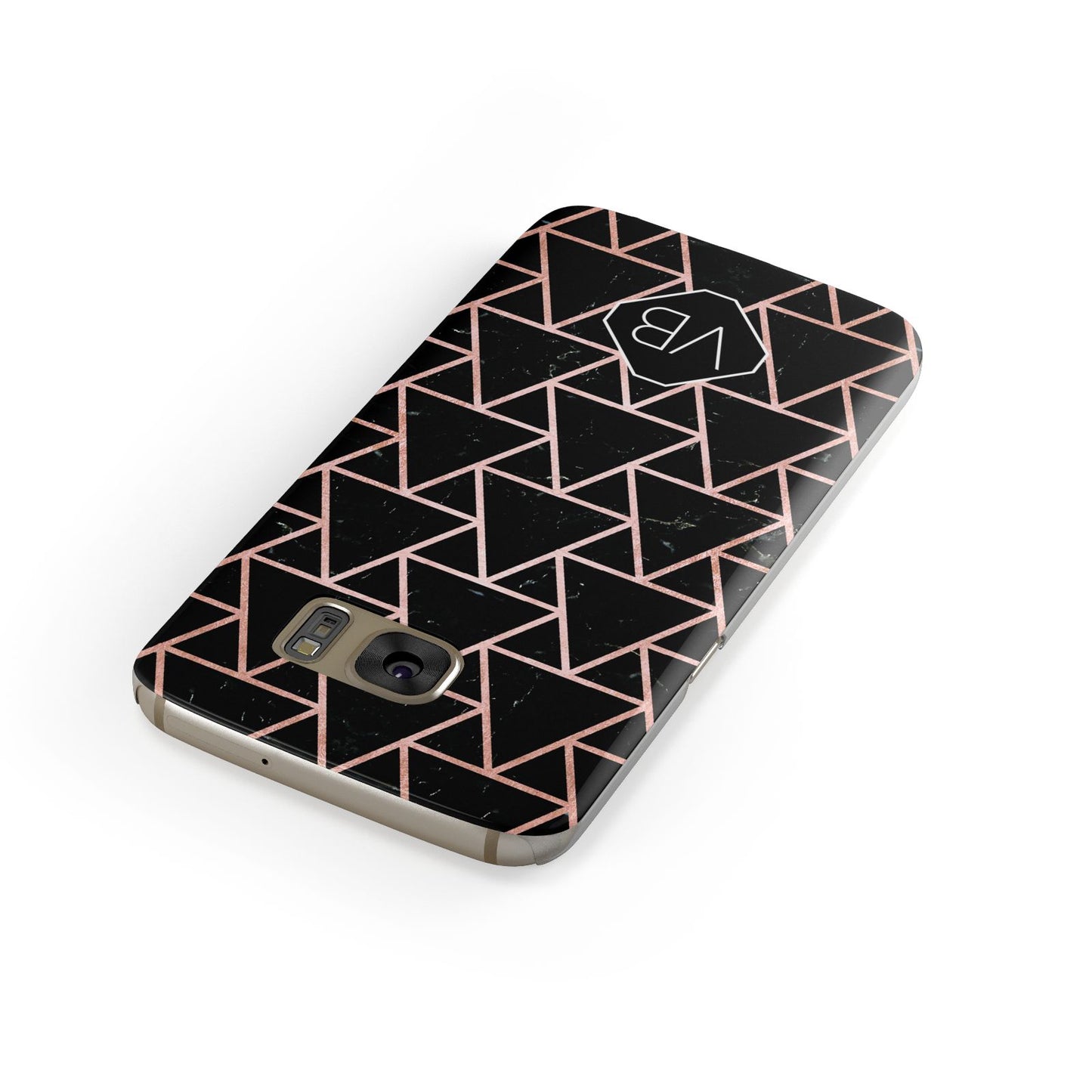 Personalised Rose Gold Triangle Marble Samsung Galaxy Case Front Close Up