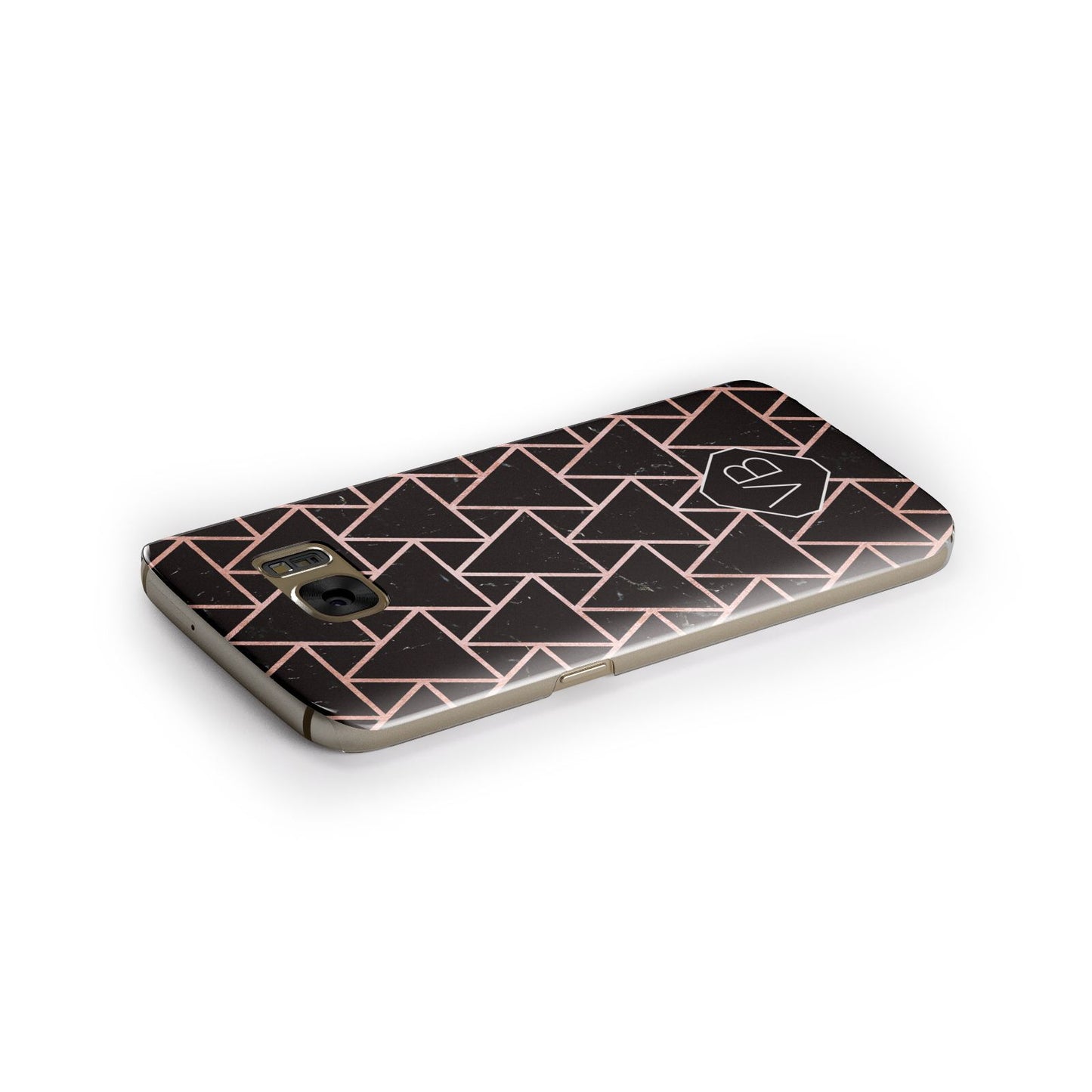 Personalised Rose Gold Triangle Marble Samsung Galaxy Case Side Close Up
