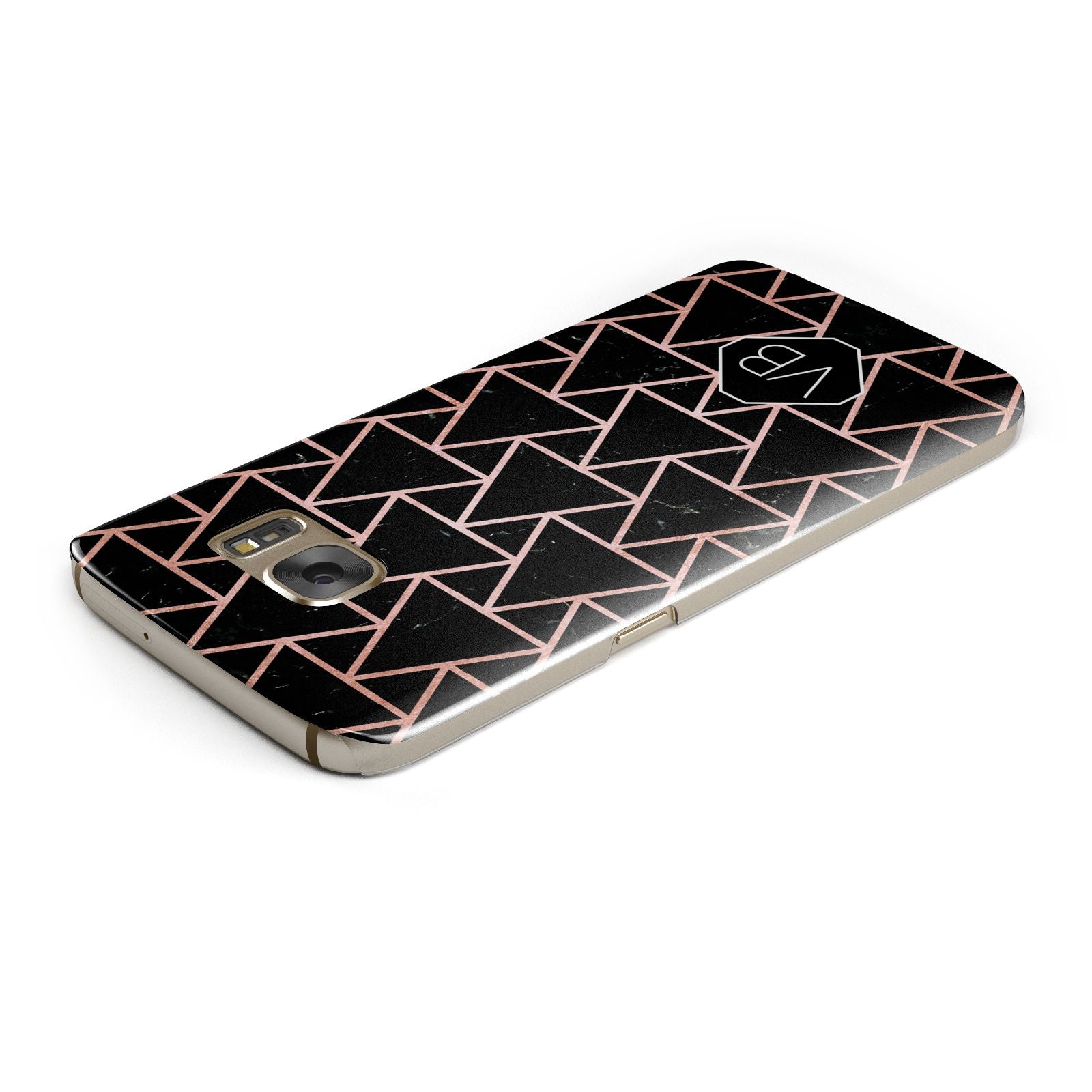 Personalised Rose Gold Triangle Marble Samsung Galaxy Case Top Cutout
