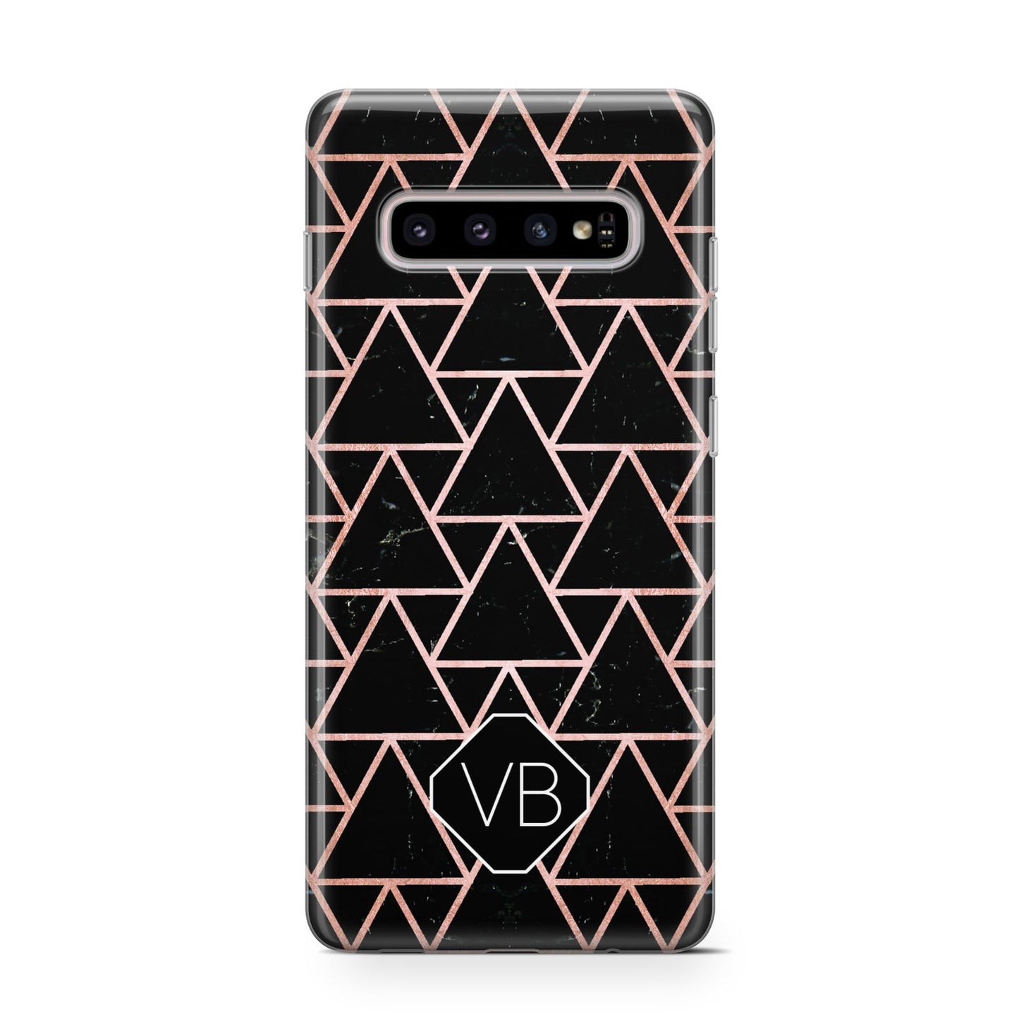 Personalised Rose Gold Triangle Marble Samsung Galaxy S10 Case