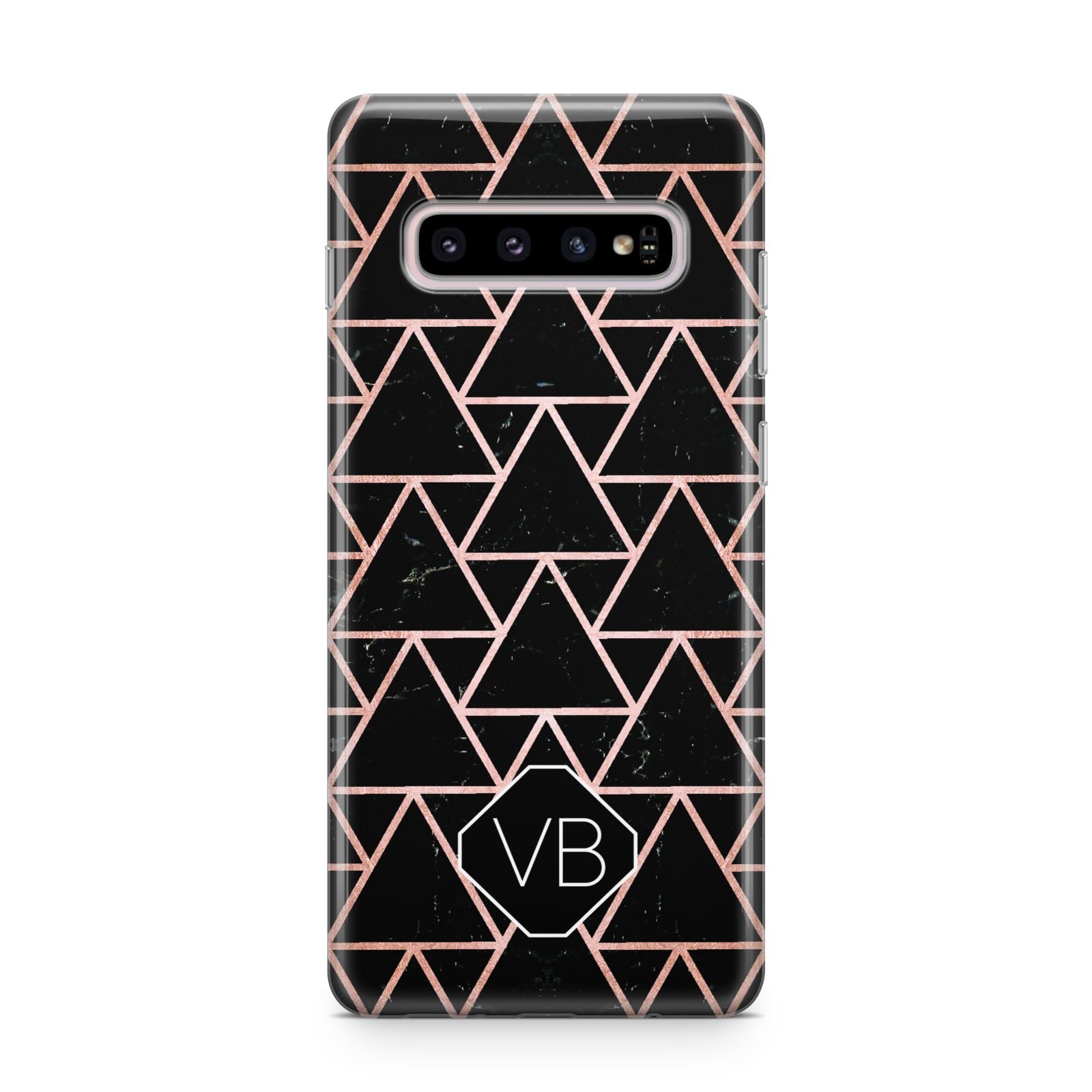Personalised Rose Gold Triangle Marble Samsung Galaxy S10 Plus Case