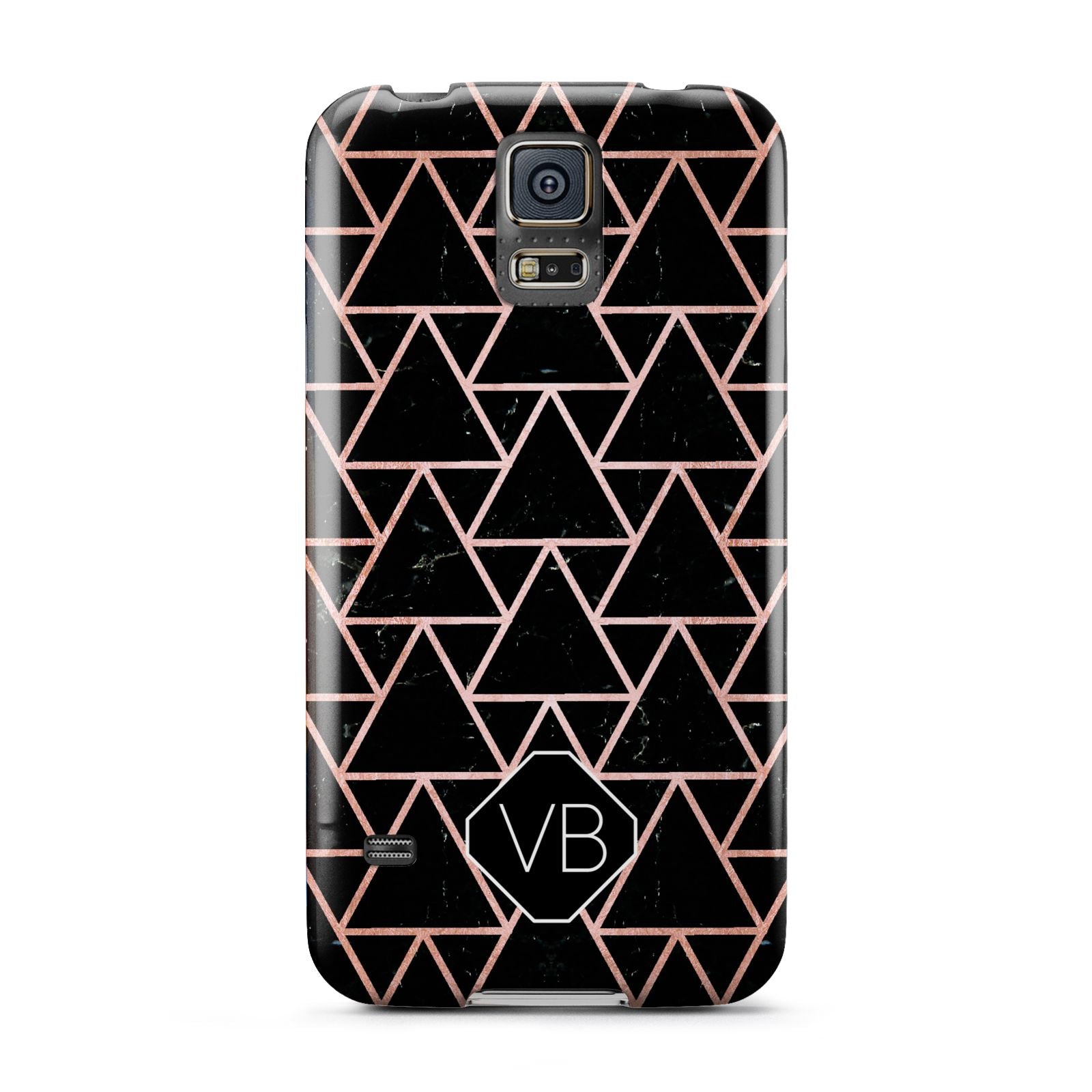 Personalised Rose Gold Triangle Marble Samsung Galaxy S5 Case