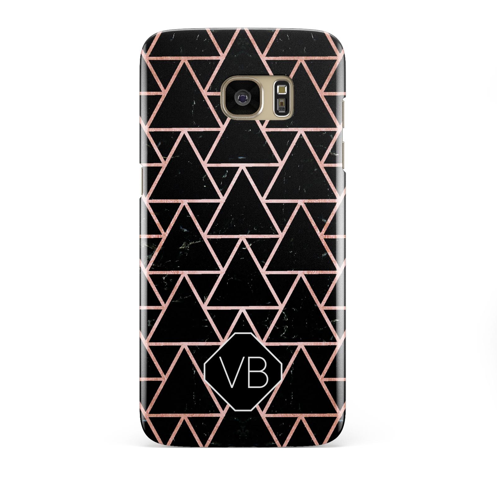 Personalised Rose Gold Triangle Marble Samsung Galaxy S7 Edge Case