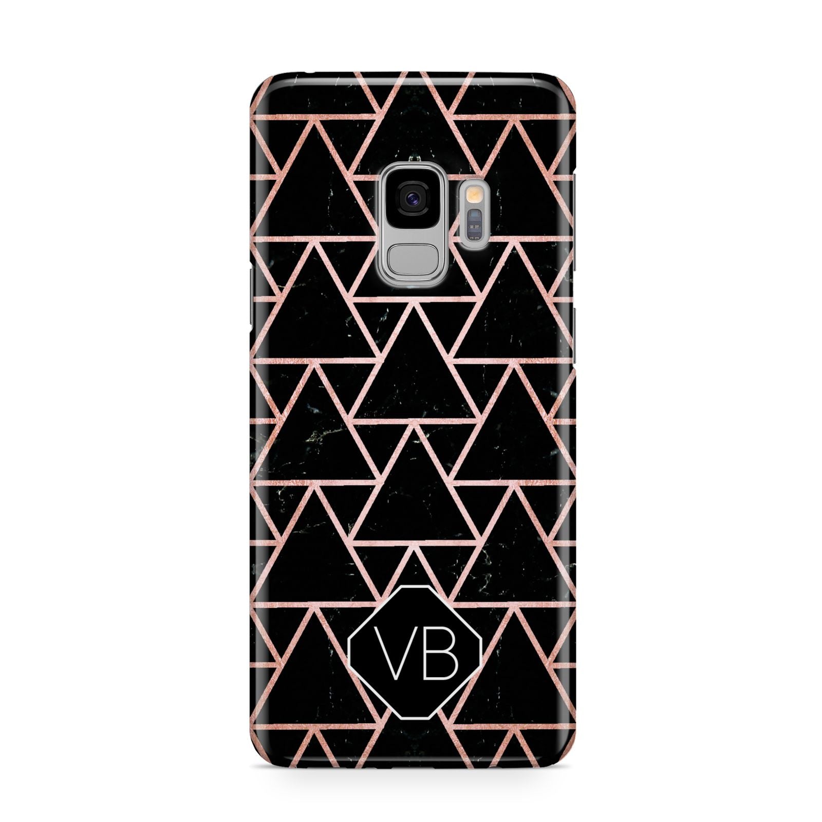 Personalised Rose Gold Triangle Marble Samsung Galaxy S9 Case