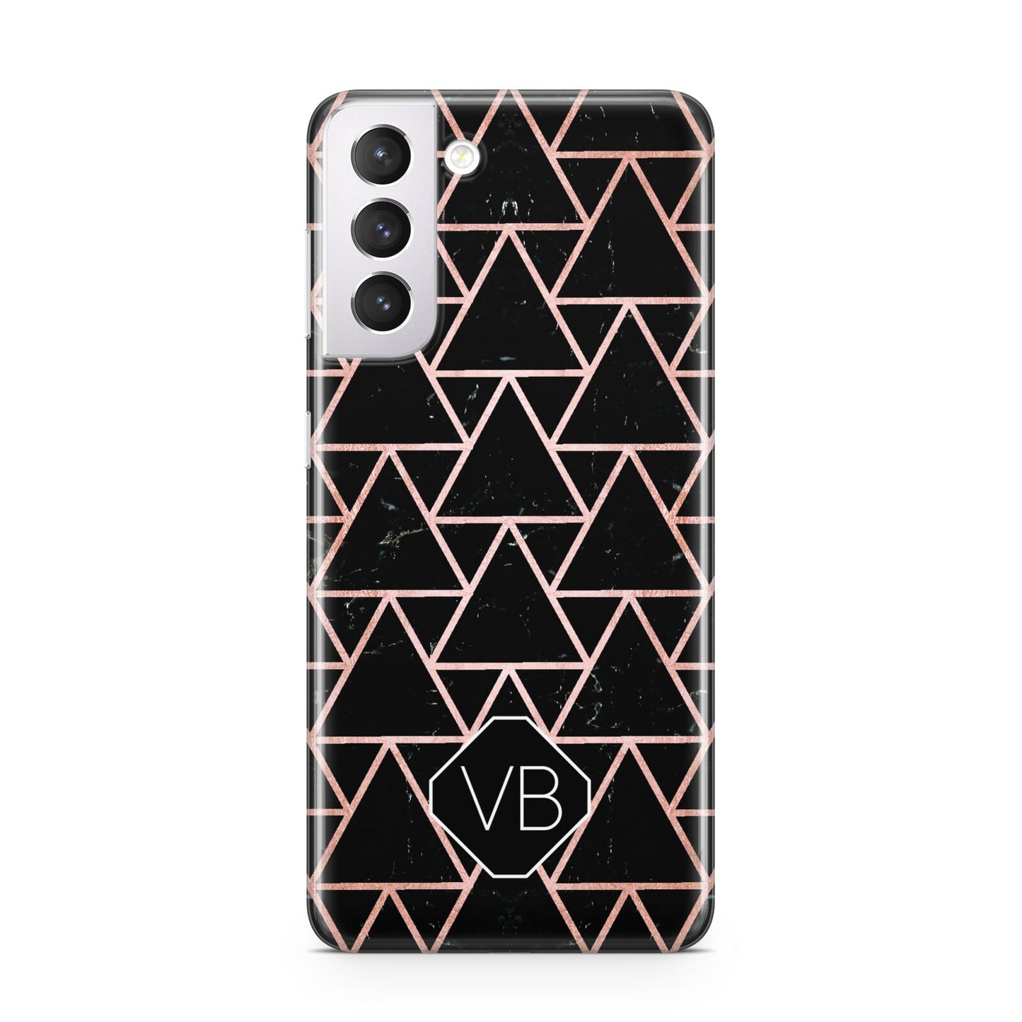 Personalised Rose Gold Triangle Marble Samsung S21 Case