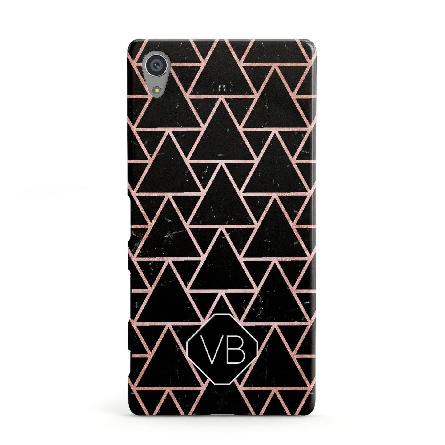 Personalised Rose Gold Triangle Marble Sony Xperia Case