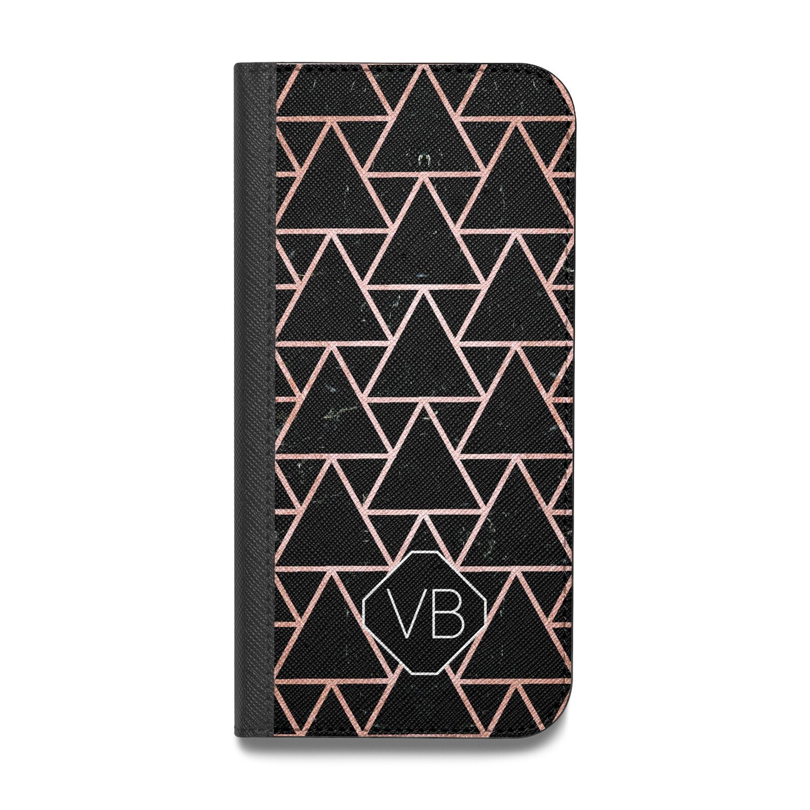Personalised Rose Gold Triangle Marble Vegan Leather Flip Samsung Case