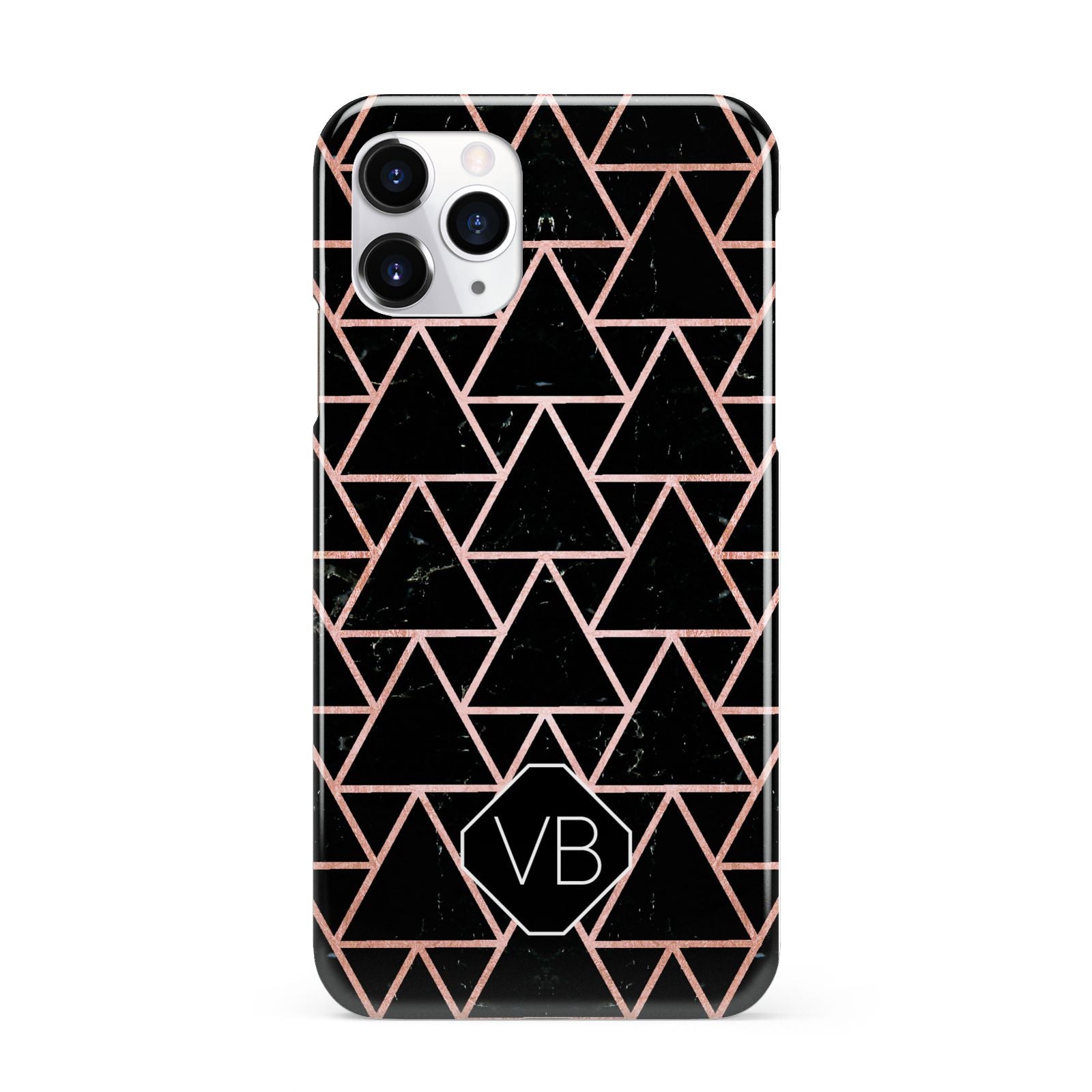 Personalised Rose Gold Triangle Marble iPhone 11 Pro 3D Snap Case
