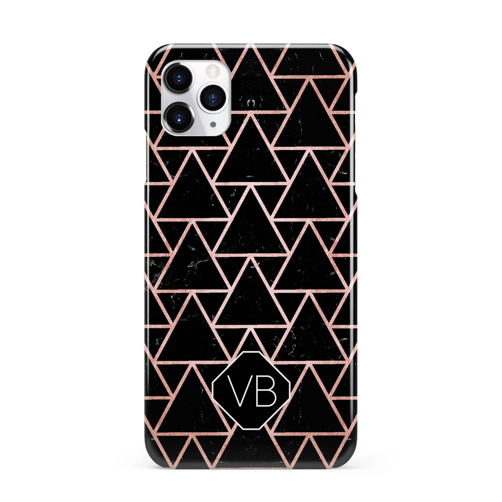 Personalised Rose Gold Triangle Marble iPhone 11 Pro Max 3D Snap Case