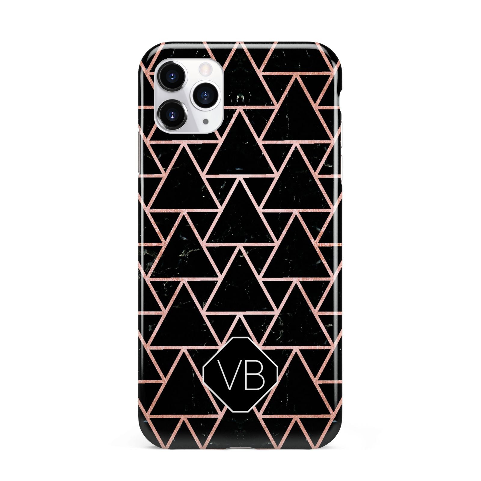 Personalised Rose Gold Triangle Marble iPhone 11 Pro Max 3D Tough Case