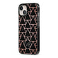Personalised Rose Gold Triangle Marble iPhone 13 Black Impact Case Side Angle on Silver phone