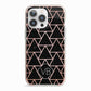 Personalised Rose Gold Triangle Marble iPhone 13 Pro TPU Impact Case with Pink Edges