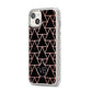 Personalised Rose Gold Triangle Marble iPhone 14 Plus Glitter Tough Case Starlight Angled Image