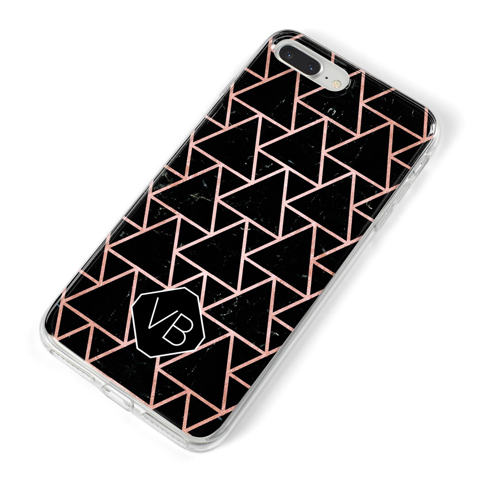 Personalised Rose Gold Triangle Marble iPhone 8 Plus Bumper Case on Silver iPhone Alternative Image