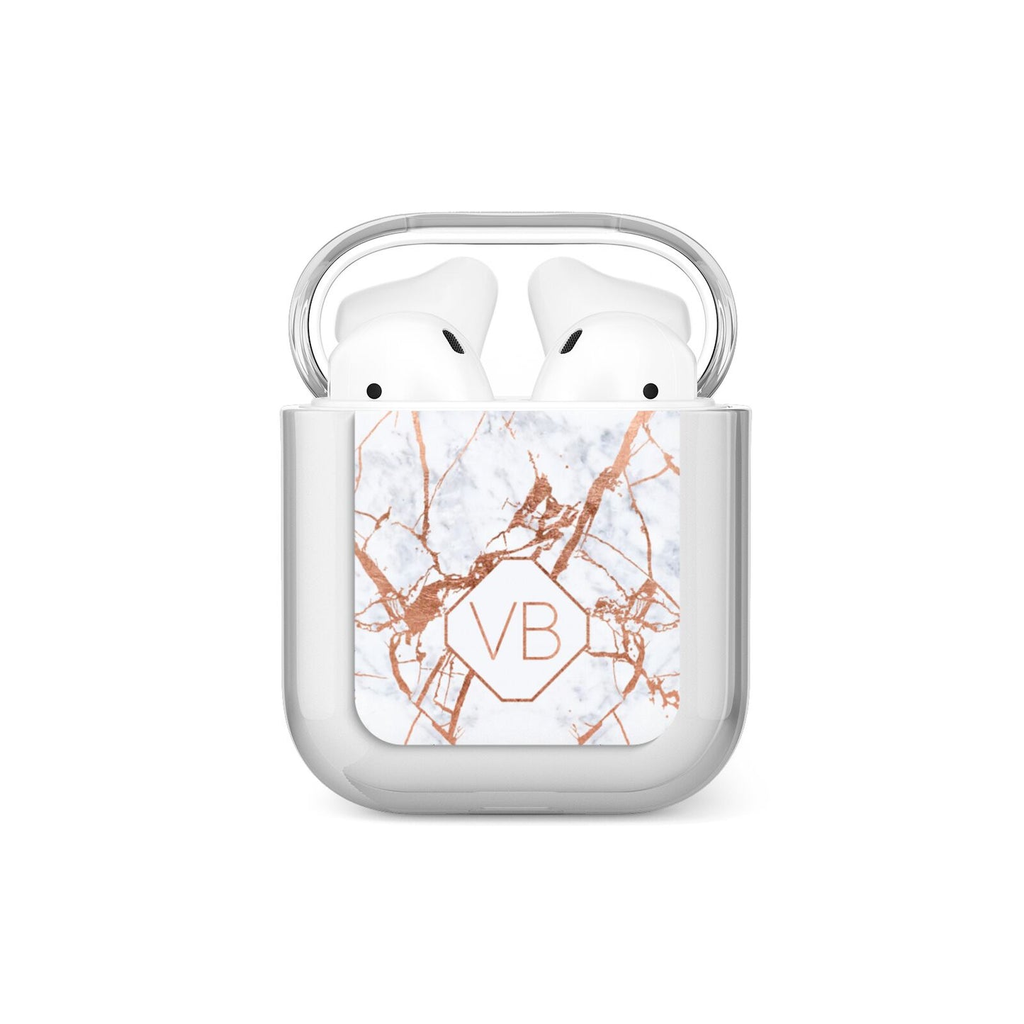 Personalised Rose Gold Vein Marble Initials AirPods Case