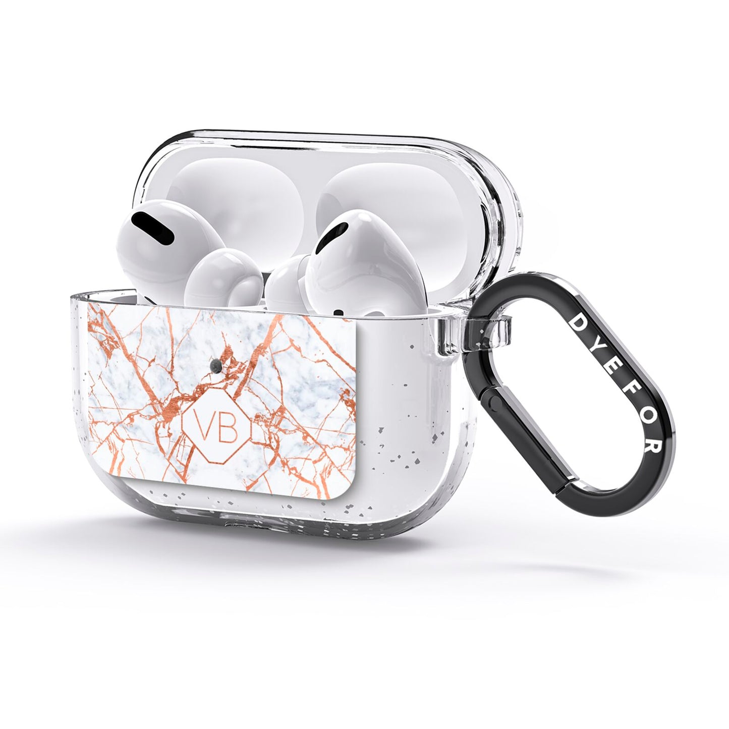 Personalised Rose Gold Vein Marble Initials AirPods Glitter Case 3rd Gen Side Image