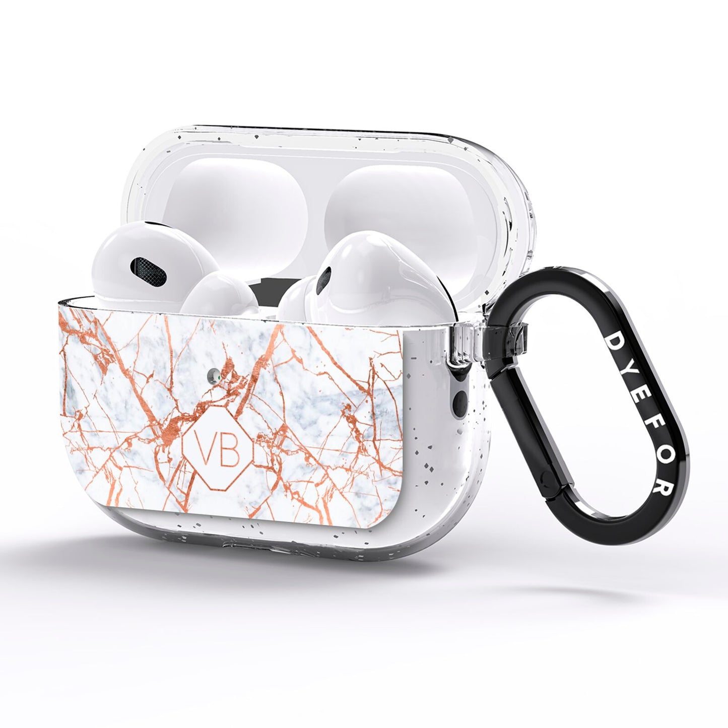 Personalised Rose Gold Vein Marble Initials AirPods Pro Glitter Case Side Image