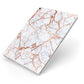 Personalised Rose Gold Vein Marble Initials Apple iPad Case on Silver iPad Side View