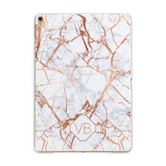 Personalised Rose Gold Vein Marble Initials Apple iPad Gold Case