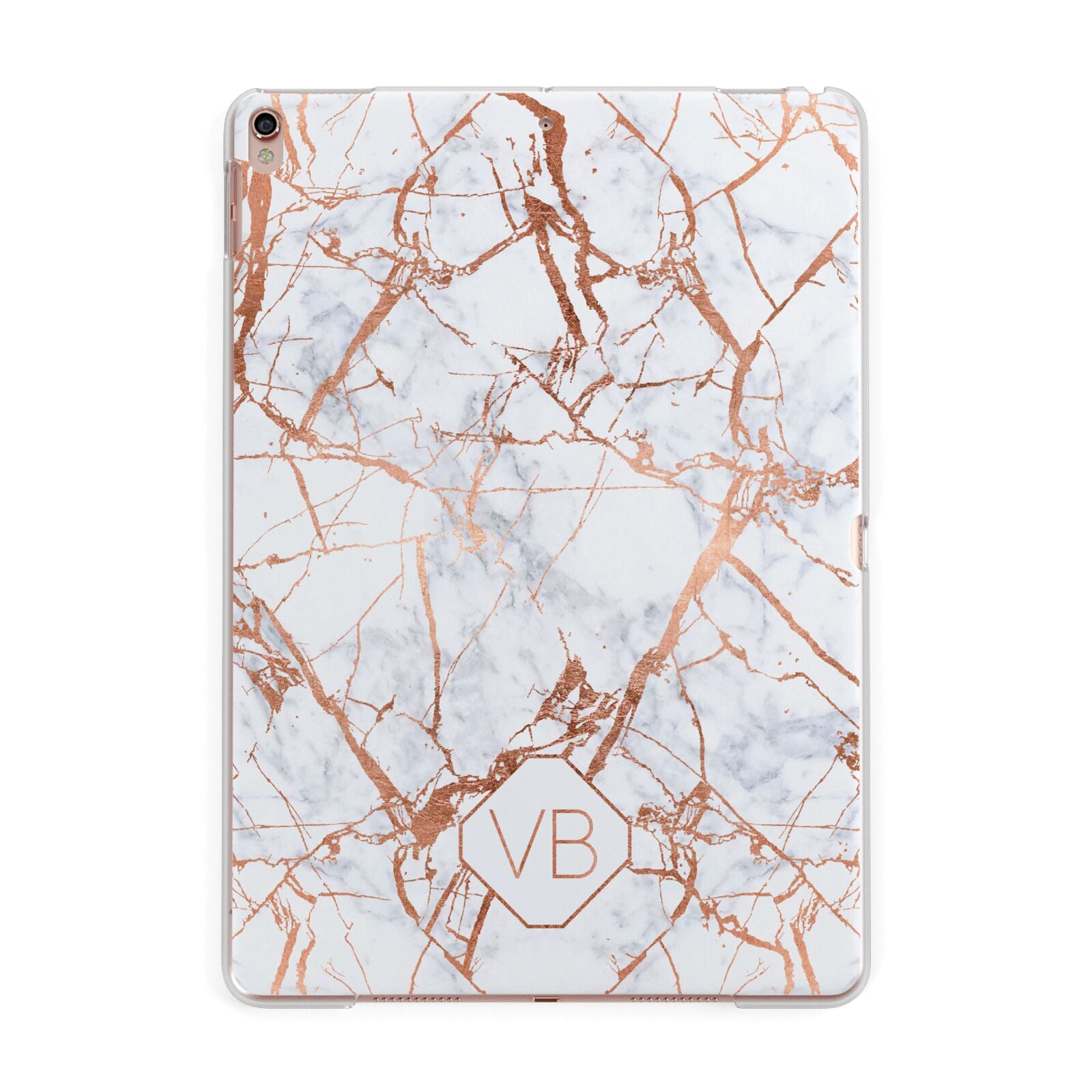 Personalised Rose Gold Vein Marble Initials Apple iPad Rose Gold Case